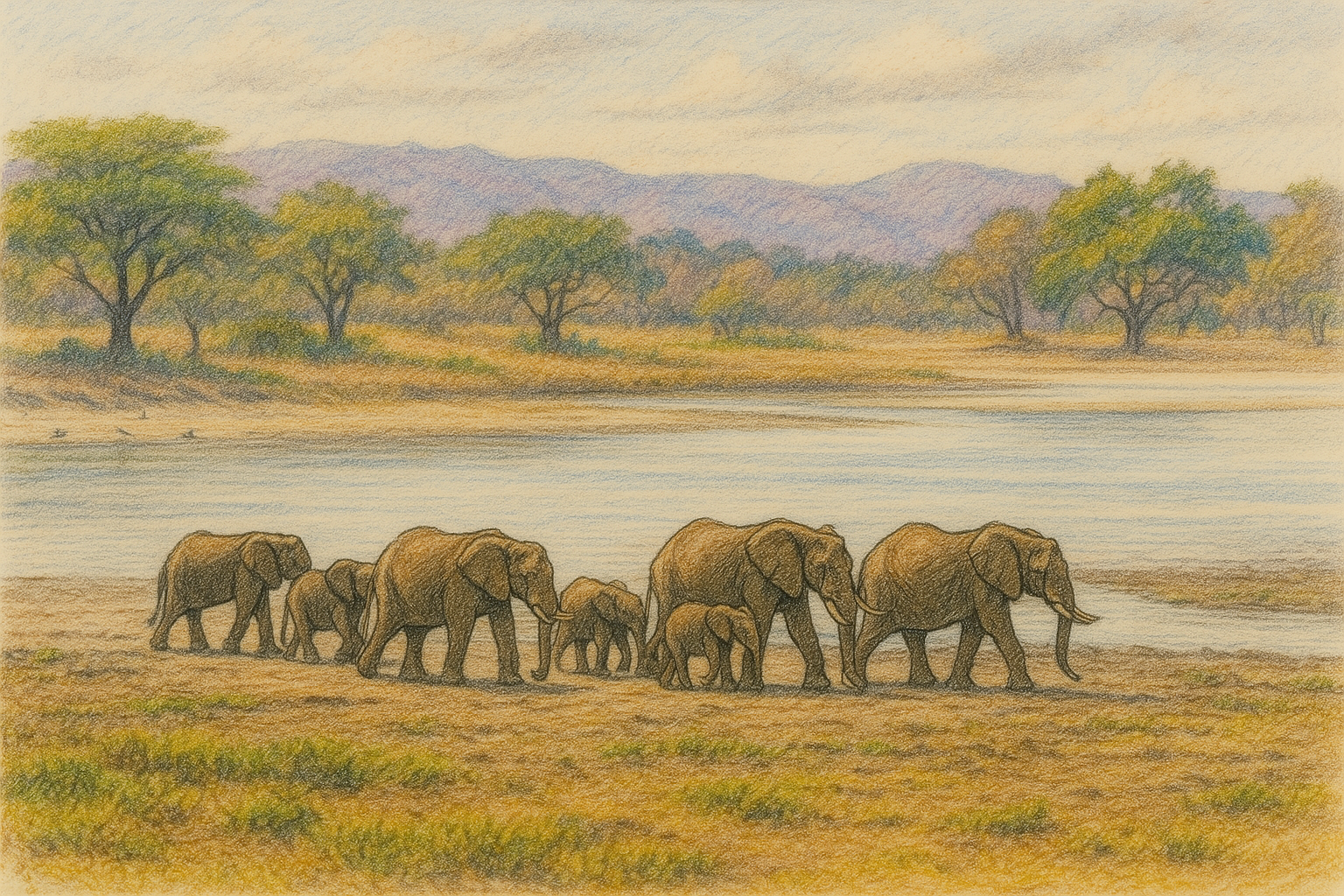 a sketch of a cliffside on the edges of Zomba Plateau in Southern Malawi